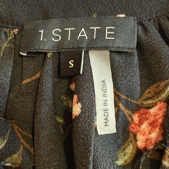 1.STATE Floral Print Pintuck Blouse in Black Blooms at Nordstrom Small NWT - Picture 5 of 7